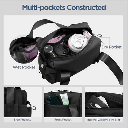 Mini Gym Bag for Women Girls Small Gym Tote Bag with Wet Compartment Waterproof Travel Duffle Bag Cute Workout Sport Bag, Black-12in, Mini, Fashion
