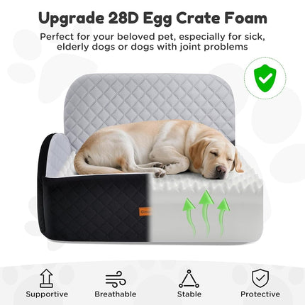 Gimars Upgrade Dog Car Seat with Reversible Long & Short Plush Seat Cushion for Small/Medium/Large Dogs Up to 27kg, Detachable Washable Anti-Slip Dog Booster Seat with 13cm 28D Egg-Crate Foam, L