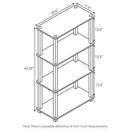 Furinno TURN-S-TUBE 4-Tier Tool-Free Corner Open Shelf, Beech