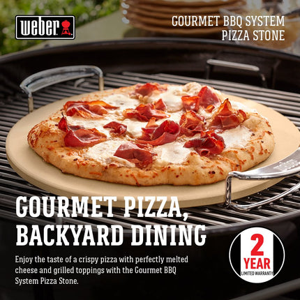 Weber 8836 Gourmet BBQ System Pizza Stone with Carry Rack,16.7" Long