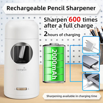 tenwin Fully Automatic Electric Pencil Sharpener for 7-11.5mm Pencils