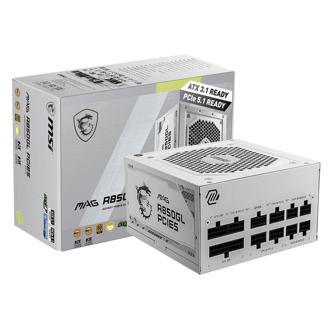 MSI MAG 850GL PCIE 5 White Gaming Power Supply - F