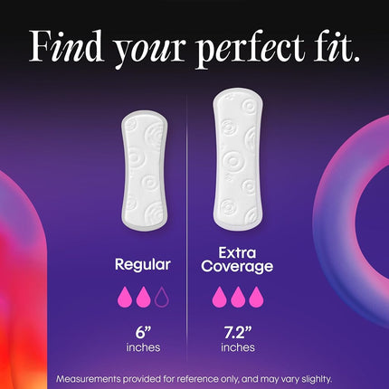 Kotex Absorbent Flat Liners, Light Absorbency, Extra Coverage, 104 Count (Packaging May Vary)