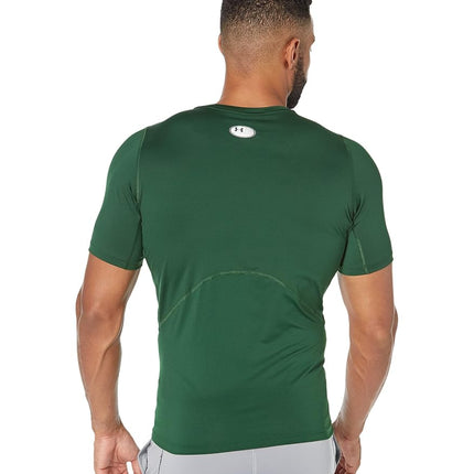 Under Armour Men's Armour HeatGear Compression Short-Sleeve T-Shirt, Forest Green (301)/White, Medium Tall