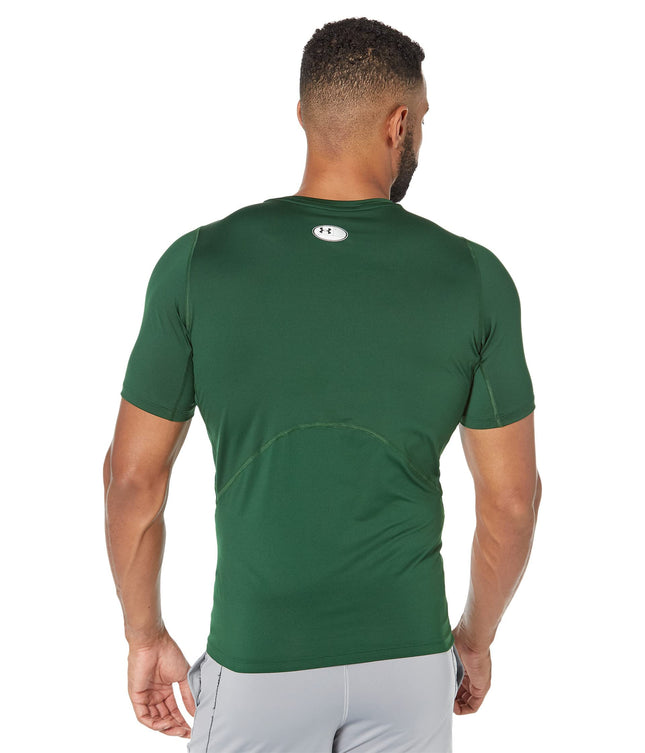 Camiseta de compresión de manga corta HeatGear para hombre de Under Armour, verde bosque (301) / blanco, XS