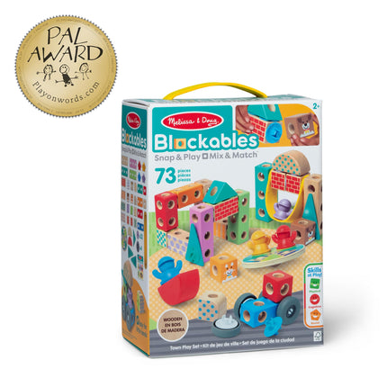 Melissa & Doug Blockables Town Snap and Play – Educational Toy Set for Children | Wooden Building Blocks | Age 2+ - FSC Certified