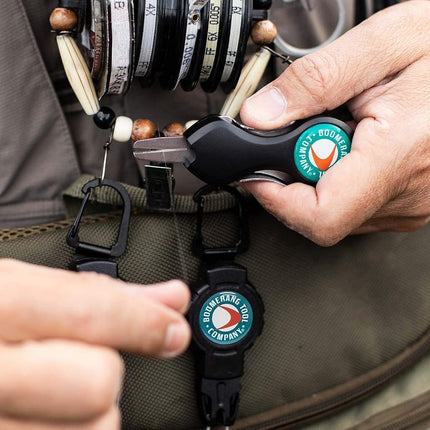 Boomerang Tool Company Long Snip Fishing Line Cutter for Fly Fishing with Retractable Tether and Stainless Steel Blades that Cut Braid Clean and Smooth Everytime!, Black (BTC243)