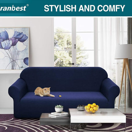 Granbest Premium Water Repellent Sofa Cover High Stretch Couch Slipcover Super Soft Fabric Couch Cover (Navy Blue, Large)