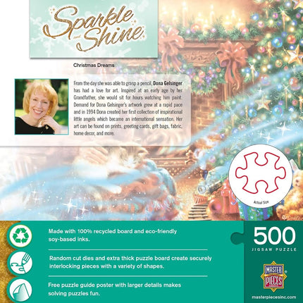 MasterPieces Puzzle Company Holiday Glitter Christmas Dreams Puzzle (500 Piece), Multicolored, 15"X21"