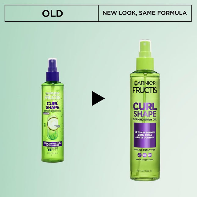 Garnier Fructis Style Curl Shape Defining Spray Gel for No Frizz, 8.5 Fl Oz, 3 Count (Packaging May Vary)