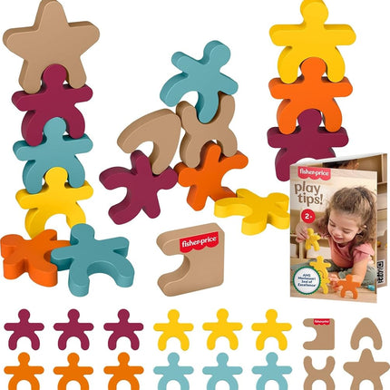 Fisher-Price Wood Montessori Toy Stacking Shapes, 