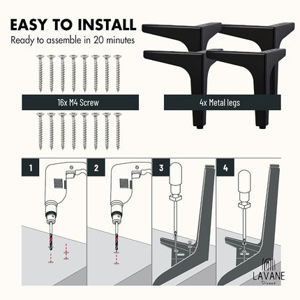 La Vane 5 Inch Diamond Triangle Metal Furniture Legs 4PCS- Heavy Duty Iron