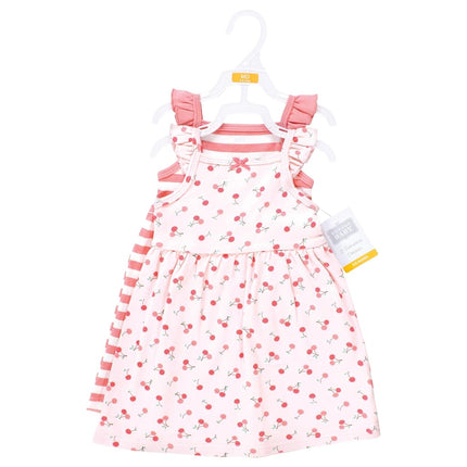 Hudson Baby Baby Girls' Cotton Dresses, Cherry Sweet, 0-3 Months