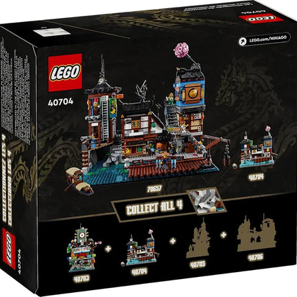 LEGO NINJAGO 40704 Micro Docks Building Set: Miniature Version of NINJAGO City Docks with Market, Tearoom, Arcade, and Apartments (275 pcs)