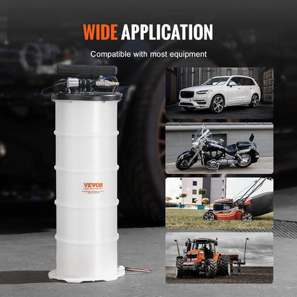 Bomba Extractora de Aceite Neumática/Manual VEVOR de 6.5 L, Bomba Extractora de Fluidos para Evacuación al Vacío de Fluidos Automotrices, Herramienta de Cambio de Aceite y Fluidos con Varilla Medidora y Manguera de Succión