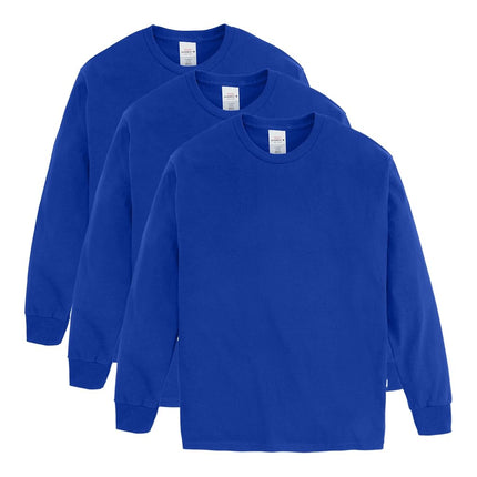 Hanes Boys ComfortSoft Long-Sleeve T-Shirt Pack, Cotton Tees for Boys, 3-Pack, Deep Royal, X-Large