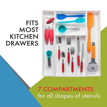 Dial Industries Expand-A-Drawer Cutlery Tray, White, Standard