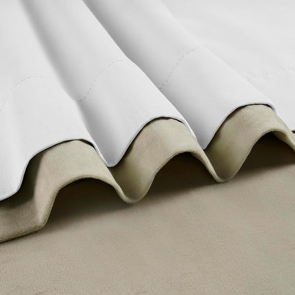 HPD Half Price Drapes Velvet Blackout Curtains/Drapes - 108 Inches Long 1 Panel Blackout Curtain Signature Pleated for Living Room & Bedroom - 25W X 108L, Cool Beige