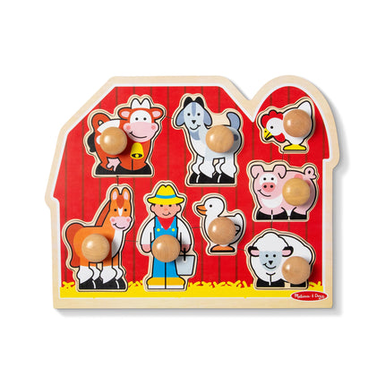 Melissa & Doug Jumbo Knob Wooden Peg Puzzle – Farm