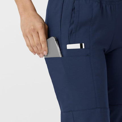 WonderWink 5555TNAVYMDT W123 Women's Comfort Waist Cargo Jogger Pant, Navy, Tall-M Size