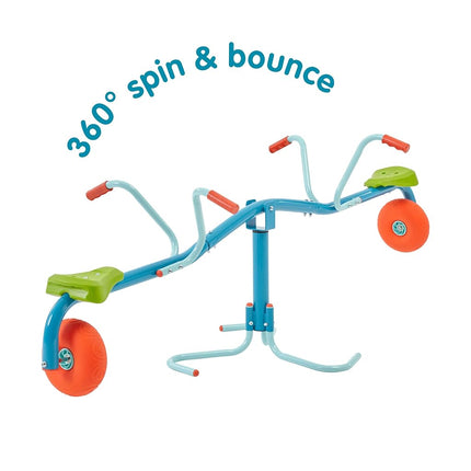TP TOYS Spiro Spin Teeter Totter Outdoor Seesaw for 3-8 Year Old Kids, Bounces and Spins 360 Degrees, Develop Balance and Co-ordination, Garden and Outdoor See Saw, Blue