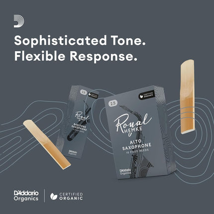 D'Addario Organic Royal Hemke Baritone Saxophone Reeds, Strength 4.0, 5-pack