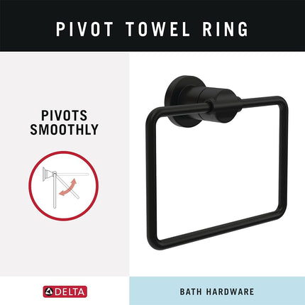 Delta 4-Piece Matte Black Bathroom Set Towel Rack, Ring, Toilet Paper Holder, Hook | Nicoli Bath Accessories