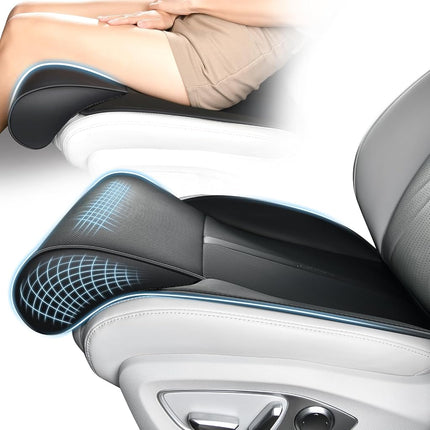FLORICH Car Seat Extender Leg Support Cushion for Driver Seats Office Chair, Leather Memory Foam Widened seat Cushion for Long Drivers Universal Car Seat Cushion Legs Rest Pads-Light Black