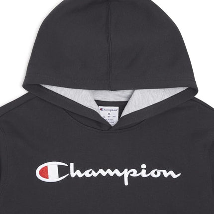 Champion Boys Hoodie for Kids Sweatshirt Fleece Youth Pullover With Hood, Signature Black, Large
