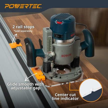 POWERTEC 72017 Router Guide Rail Adapter for Bosch 1617 Plunge Router - Compatible with Powertec, Makita, Festool, Milwaukee, Kreg ACS, Wen, Triton, and Ridgid Track Saw Guide Rails