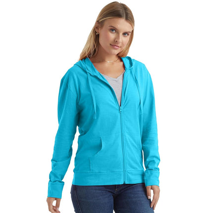 Sudadera con capucha de jersey con cremallera completa para mujer Hanes, azul marino, talla XXG