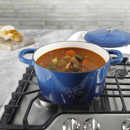 Cocotte hollandaise ronde en fonte émaillée Crock-Pot Artisan, 6,6 litres, bleu saphir