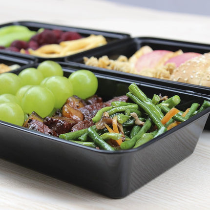 Enther Meal Prep Containers Single 1 Compartment with Lids, Food Storage Bento BPA Free | Stackable | Reusable Lunch Boxes, Microwave/Dishwasher, Freezer Safe,Portion Control (28 oz), Black and Clear