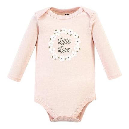 Hudson Baby baby-girls Unisex Baby Cotton Bodysuit and Pant Set, Sage Floral Wreath, Preemie, Sage Floral Wreath Long Sleeve, Preemie