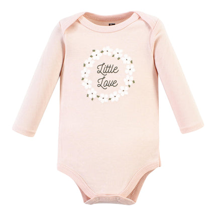 Hudson Baby baby-girls Unisex Baby Cotton Bodysuit and Pant Set, Sage Floral Wreath, Preemie, Sage Floral Wreath Long Sleeve, Preemie