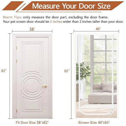 Dixutzi Reinforced Cat Screen Door Fits Door Size 38''x 82'', Heavy Duty Pets Proof Screen Door with Zipper, Prevent Dogs Cats Running Out from Home (White)