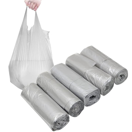 4 GALLON Bathroom Trash Bags , 15 Rolls/300 Counts Small HANDLES Garbage Bags for Office, Kitchen,Bedroom Waste Bin,Colorful Portable Strong Rubbish Bags (silver 300 Counts)