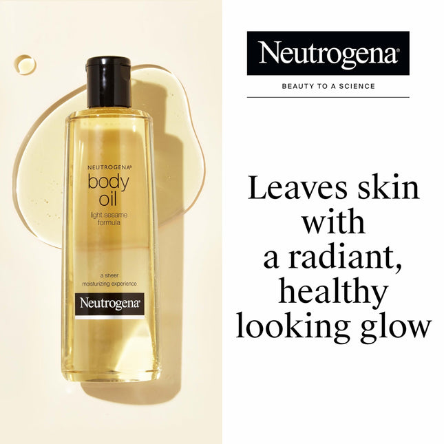 Neutrogena Lightweight Body Oil for Dry Skin, Sheer Moisturizer in Light Sesame Formula, 16 fl. oz