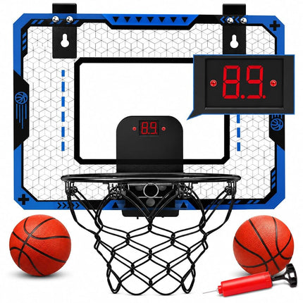 OCHIDO - Panier de Basket d'intérieur pour Enfants de 5 à 10 Ans avec Marqueur Électronique et 3 Ballons, Mini Panier à Fixer sur la Porte pour Anniversaire d'Enfants