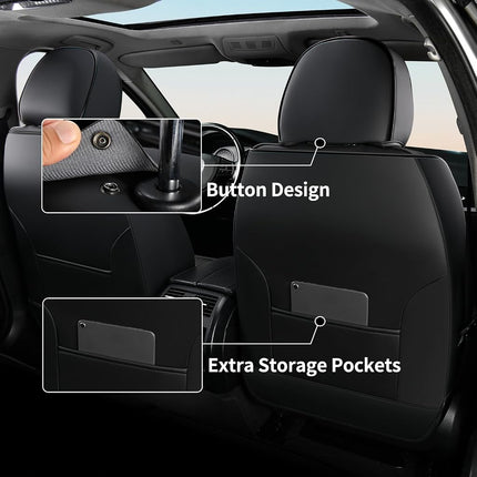 FLORICH Fundas de Asiento de Cuero para Coche Juego Completo, Fundas de Asiento de Cuero Nappa Transpirables e Impermeables, Fundas de Asiento Gary, Cubierta Interior Automotriz Universal para Coches SUV Camionetas Sedanes - Café