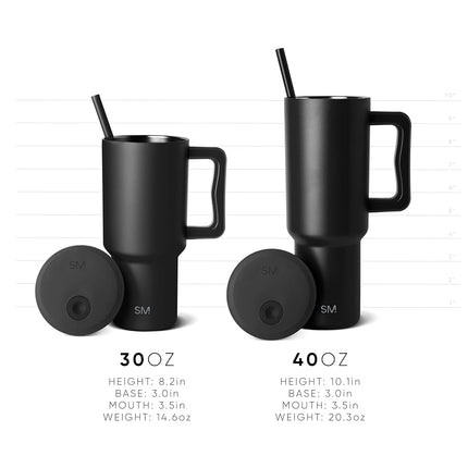 Simple Modern 40 oz Tumbler with Handle and Straw Lid | Insulated Cup Reusable Stainless Steel Water Bottle Travel Mug Cupholder Friendly | Gifts for Women Men Him Her | Trek Collection | Blush
