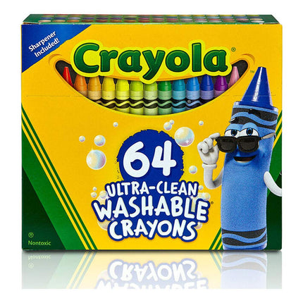 CRAYOLA Ultra Clean Washable Crayons, Built in Sharpener, 64 Count, Kids at Home Activities