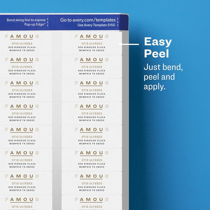 Avery Printable Return Address Labels with Sure Feed, 2/3" x 1-3/4", Matte Clear, 600 Blank Mailing Labels (18695)