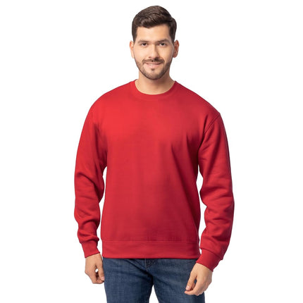 Sudadera de cuello redondo de vellón Eversoft para hombre Fruit of the Loom, absorbente de humedad y transpirable, tallas S-4x, roja, 4XL
