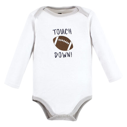 Hudson Baby unisex-baby Cotton Long-sleeve Bodysuits, Brown Football Buddy, 0-3 Months