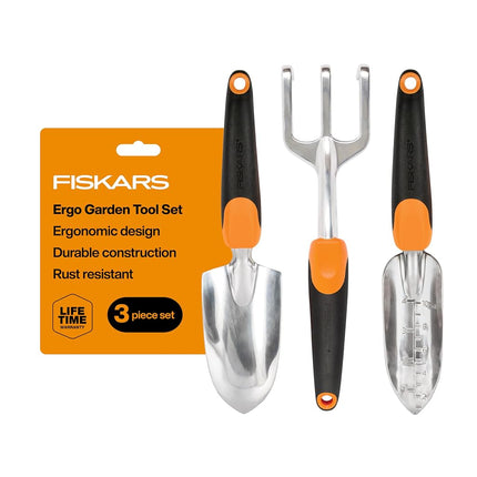 Fiskars 3-in-1 Garden Tool Set, Includes Trowel, T