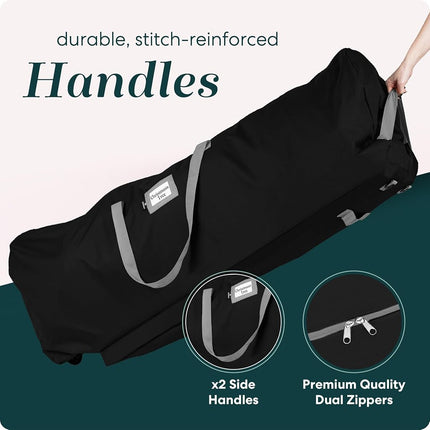 Bolsa de almacenamiento con ruedas Handy Laundry para árbol de Navidad artificial de 9 pies. Bolsa con cremallera, asas de transporte y ruedas para facilitar el transporte. Protege contra el polvo, los insectos y la humedad. (NEGRO)