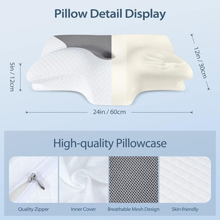 HOMCA Cervical Pillow, Ergonomic Memory Foam Neck Pillow for Pain Relief