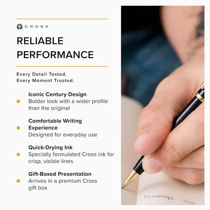 CROSS Century II Black Lacquer-23CT Gold – Ballpoint Pen incl. Luxury Gift Box – Refillable Medium Ballpen