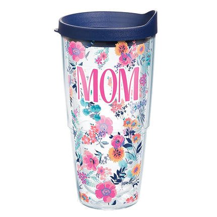 Gobelet isotherme Tervis Mom Motif floral délicat avec revêtement et couvercle, 710 ml - Tritan, transparent